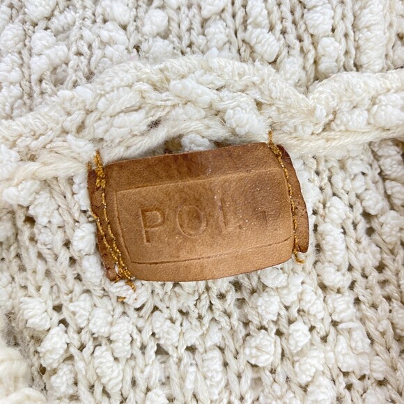 POL Large Cream Popcorn Boucle Knit Hooded Long Tunic Dress Sweater Size Large - Picture 4 of 7